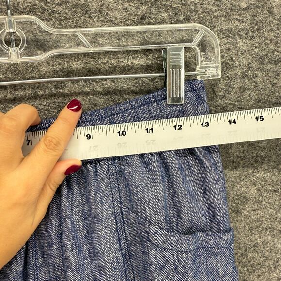 Old Navy Pants Women PXS Petite Blue Mid Rise Chino Linen Flat Front Pull On - Picture 3 of 8